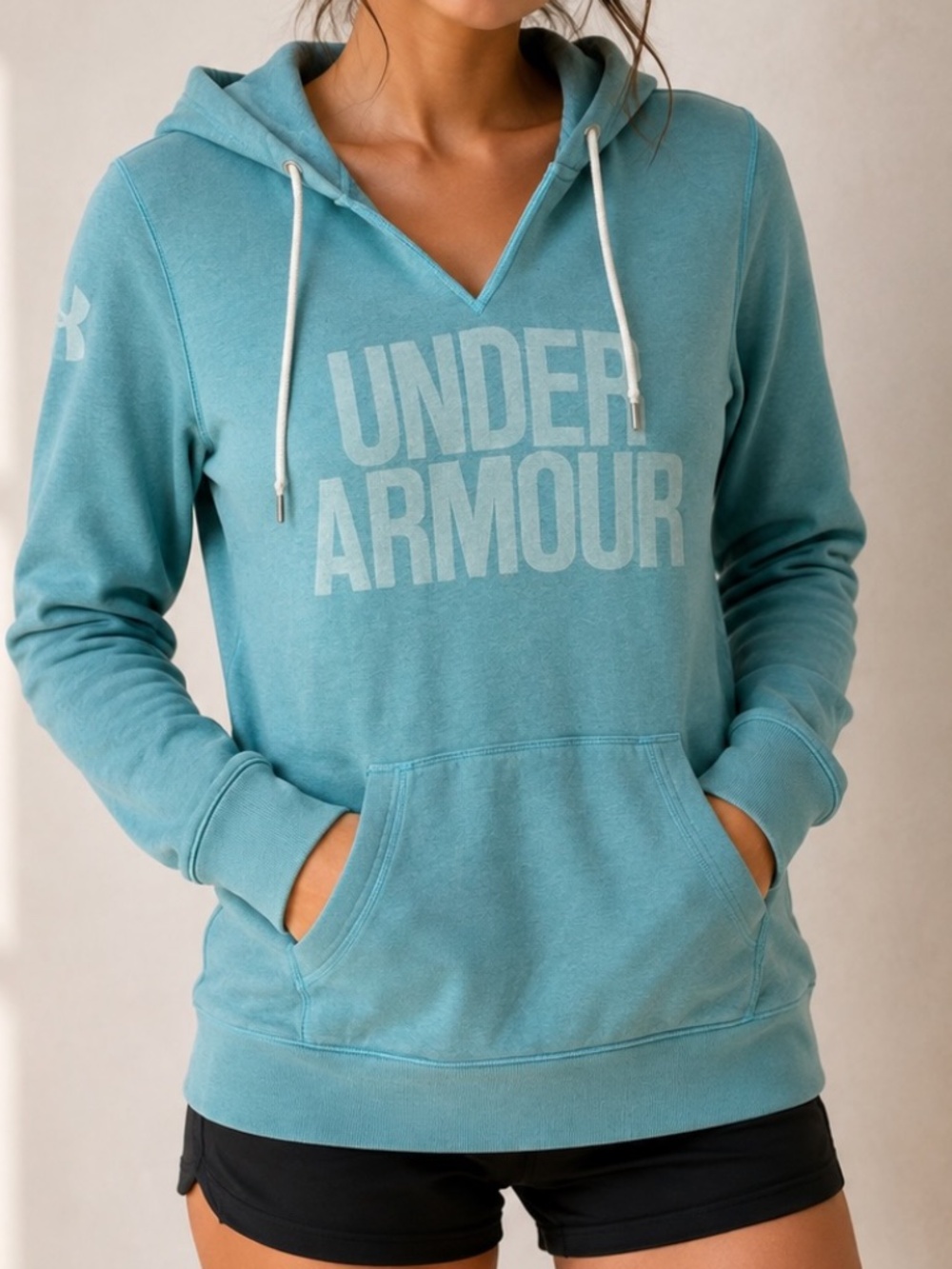 Under Armour Hoodie Womens Size XL Blue Spellout Athletic Casual Fall